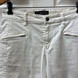 Peruvian Connection Women's Size 6 White Ryder Pants Stretch Button Ankle Detail